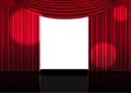 Realistic Opera stage indoor with a red curtain and Spotlight for comedy show or opera act movie. Vector