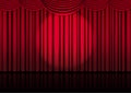 Realistic Opera stage indoor with a red curtain and Spotlight for comedy show or opera act movie. Vector