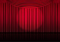 Realistic Opera stage indoor with a red curtain and Spotlight for comedy show or opera act movie. Vector illustration design