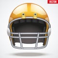 Realistic Orange American football helmet. Front