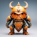 Realistic Orange Armor Toy Character With Horns - Detailed Rendering