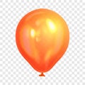 Realistic orange balloon, isolated on transparent background.