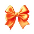 Realistic orange bow isolated on white background, ai generation
