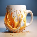 Realistic Orange Drip Paint Coffee Mug - 3d Design Royalty Free Stock Photo