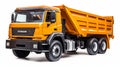 Realistic Orange Dump Truck On White Background With Human Figures Royalty Free Stock Photo