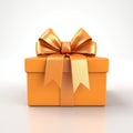 Realistic Orange Gift Box With Untied Ribbons And Bow On White Background Royalty Free Stock Photo