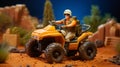 Realistic Orange Toy Army Guy Riding Atv - Lifelike Figure Royalty Free Stock Photo