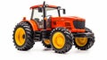 Realistic Orange Tractor On White Background