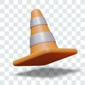 Realistic orange traffic cone. Fencing element for construction, repair, rescue work