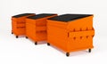 Realistic orange trash boxes