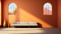 Realistic Orange Wall Mockup With Light And Shadows