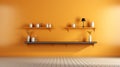 Realistic Orange Wall Shelf: Moody Colors And Detailed Rendering