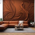 Realistic Orange Wallpaper Mural For Stylish Living Room Decor Royalty Free Stock Photo