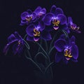 Realistic Orchid Flowers Background Close Up With Neon Colors, generative AI
