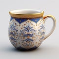 Realistic Orientalism Mug With Detailed Floral Swirls