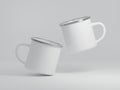 Two Floating Camping Enamel Mugs Mock Up