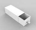 Realistic Package Cardboard Sliding Box on grey background. For small items, matches, and other things. 3d render illustration Royalty Free Stock Photo