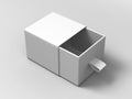 Realistic Package small Blank white Cardboard Sliding Box on grey background. For small items, matches, and other things.