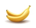 Realistic pair bananas on white background