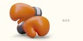 Realistic pair of boxing gloves. Accessories for sports duel. Traumatic sport