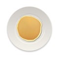 Realistic pancake on a white plate closeup isolated