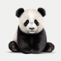 Realistic Panda Cub On White Background - High Quality Ultra Hd