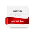 Realistic paper banner with silky ribbon, red scroll. Vector illustration, design template for advertisement, greetings