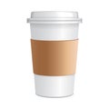 Realistic paper coffee cup. 3d realistic coffee cup mock up vector template