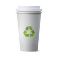 Realistic paper coffee cup and recycle sign, Eco paper cup