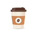 Realistic paper coffee cup. Small size. Coffee take away. Vector illustration Royalty Free Stock Photo