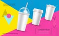 Realistic Paper Fast Food Cups Template