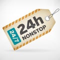 Realistic paper 24h nonstop labels Royalty Free Stock Photo