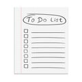 Realistic paper note. To do list icon with hand drawn text. School business diary. Office stationery notebook on isolated