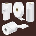 Realistic paper roll mock up set isolated vector illustration Royalty Free Stock Photo