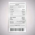 Realistic paper shop receipt with barcode Royalty Free Stock Photo