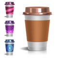 Realistic paper take-out coffee cup vector illustration on white Royalty Free Stock Photo