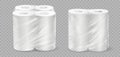 Realistic paper towel. 3D tissue rolls. Textured disposable toilet tape on transparent background. Bathroom or kitchen