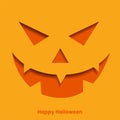 Realistic papercut style laughing ghost face halloween background Royalty Free Stock Photo