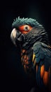 Realistic Parrot on Dark Background AI Generated