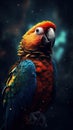 Realistic Parrot on Dark Background. Generative AI