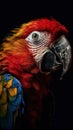 Realistic Parrot on Dark Background. Generative AI