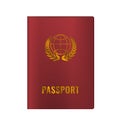 Realistic Passport mock up. Vector illustration. Red color.