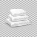 Realistic pattern template of white pillow. Pile white pillow layout.