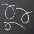 Realistic pearl bead chain. pearl necklace on dark background