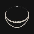 Realistic pearl necklace isolated on black background Royalty Free Stock Photo