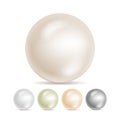 Realistic Pearls Isolated Vector. Set 3d Shiny Oyster Pearl Ball For Luxury Accessories. Sphere Shiny Sea Pearl Illustration Royalty Free Stock Photo