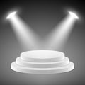 Realistic pedestal, 3d empty podium with spotlights vector illustration