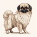 Realistic Pekingese Dog Illustration With Bobbed Tail And Distinct Markings
