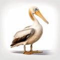 Realistic Pelican Illustration With Blue Eyes On White Background