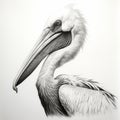Realistic Pelican Portrait Tattoo Drawing In High Contrast Black And White